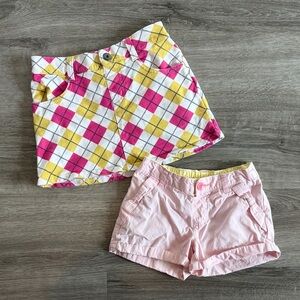 Crazy 8 girls plaid skirt and pink shorts